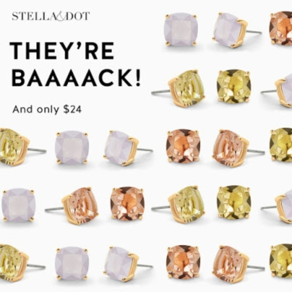 :: Stella & Dot Luxe Studs - Blue/Lavender - Picture 2 of 4